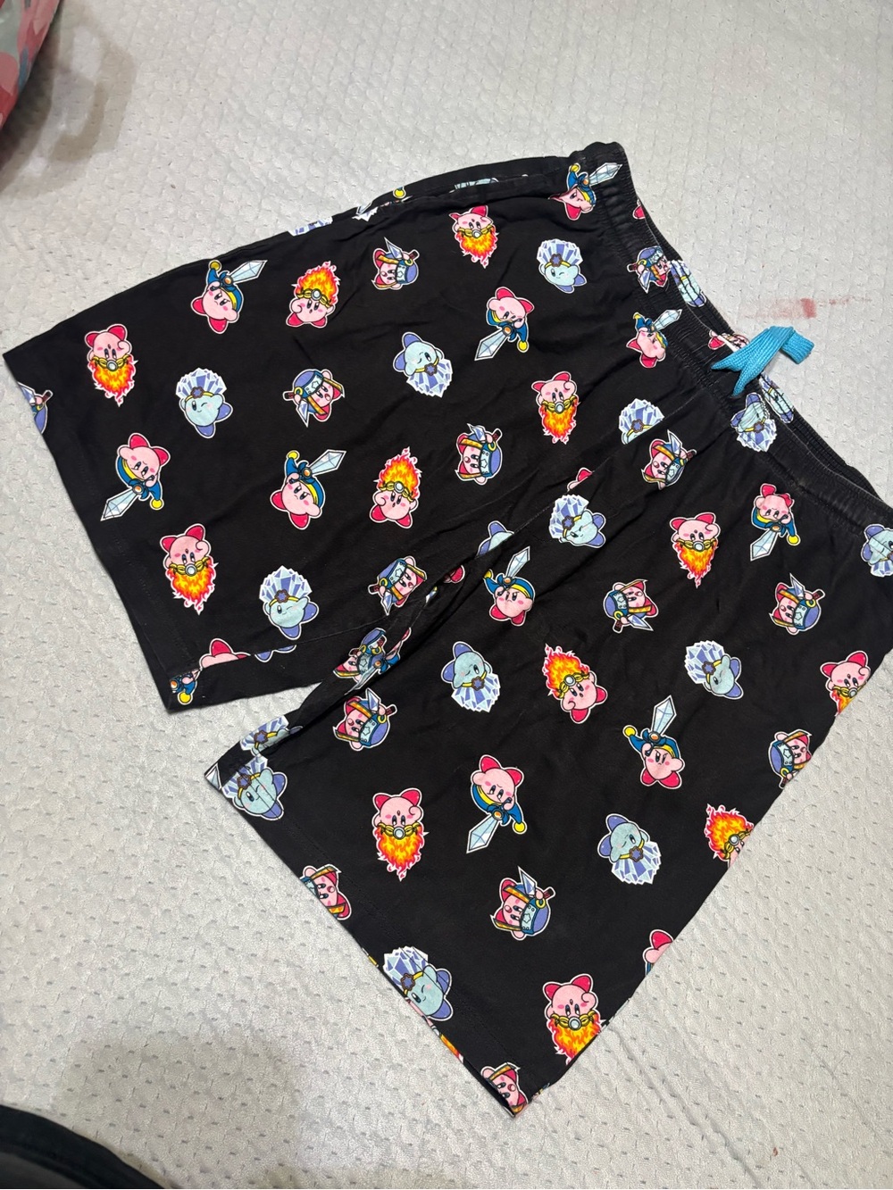 Men's Black Graphic Lounge Shorts with Colorful Character Print